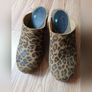 Lotta from Stockholm Leopard Clogs Wood Sole 38